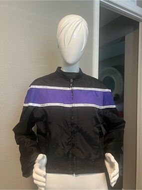 Biker Design Black/Purple Reflective Motorcycle Riding Jacket size M